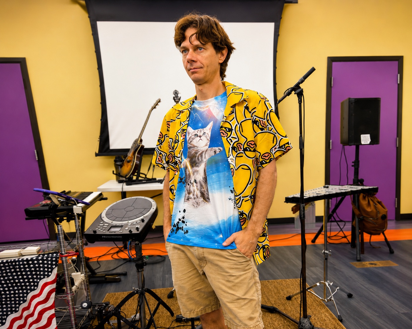 Mr. Brad in his music studio setup